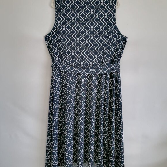 Charter Club Womens Blue Geometric Print Old Money Fit & Flare Dress Size 1X - Picture 4 of 8